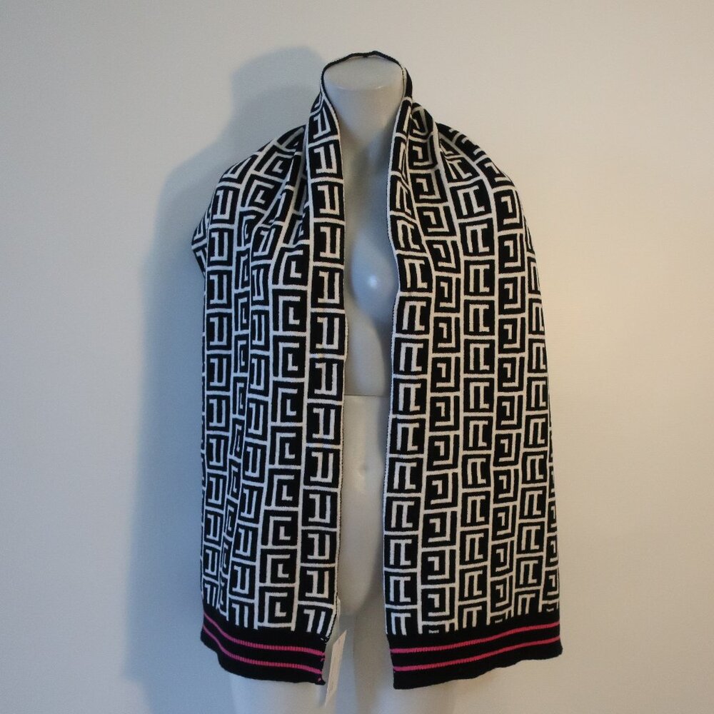 NWT Womens Tina Demel  Bright Lights Blk + Wht+ Hot Pink Scarf